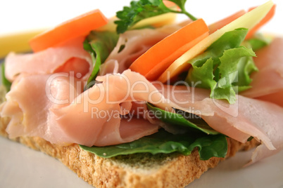 Open Ham And Salad Sandwich