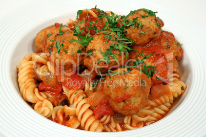 Pasta With Chicken Meat Balls