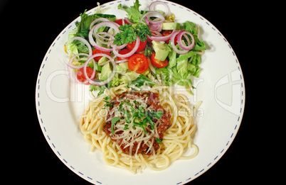 Spaghetti Bolognese And Salad