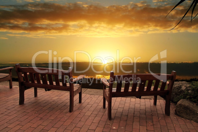 Sunrise Over Benches