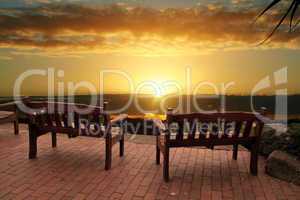 Sunrise Over Benches