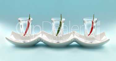 Chillies In Shot Glasses