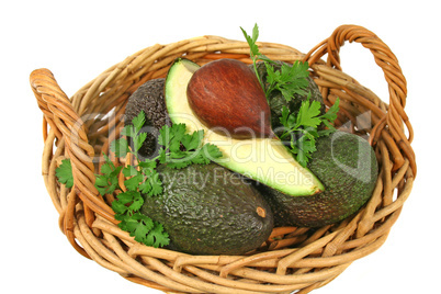 Avocado Quarter In A Basket