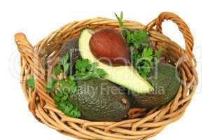 Avocado Quarter In A Basket