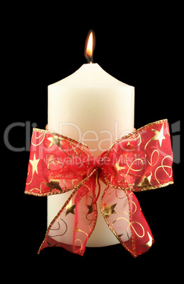 Christmas Candle With Red Bow