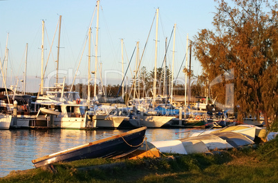 Blue Dinghy By The Marina