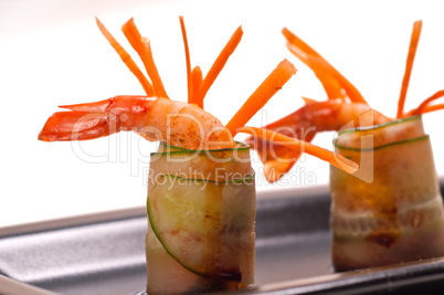 colorful  prawn shrimps appetizer snack