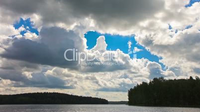 White Clouds over the Lake, timelapse