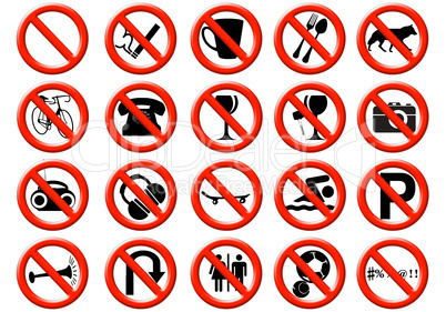 illustration of a signs showing a list of prohibitions