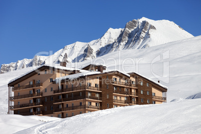 Hotel in winter mountains