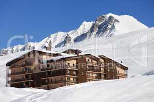 Hotel in winter mountains