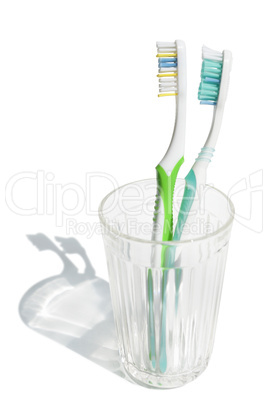 Toothbrushes in transparent glass