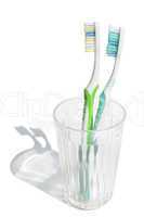 Toothbrushes in transparent glass