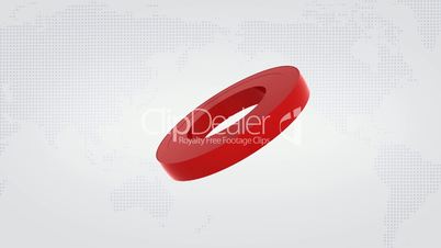 Turning Globe With Red Continents On White Background