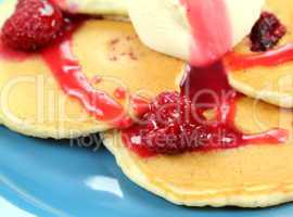 Raspberries On Pancakes