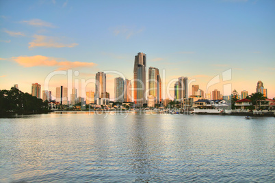 Surfers Paradise Skyline At Sunset