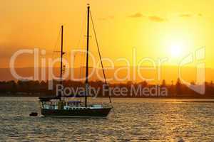 Yacht At Sunset