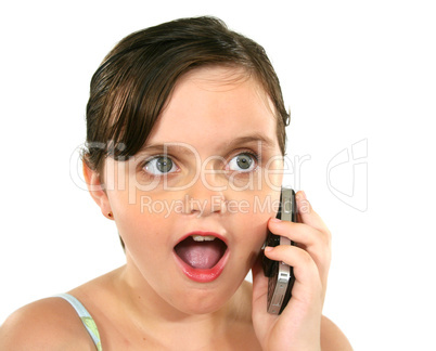 Surprised Little Girl On Phone