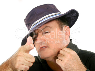 Man In Hat Pointing