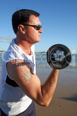 Weights Workout On The Beach