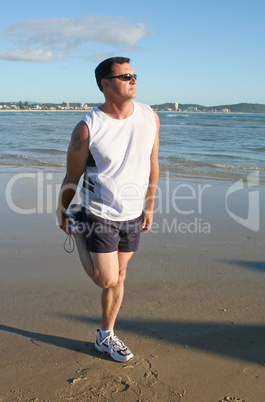 Stretching Exercises On The Beach