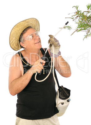 Gardener Spraying Plants