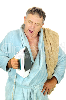 Yawning Man With Iron