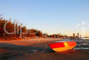 Red Boat At Sunrise