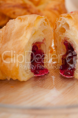 croissant French brioche filled with berries jam