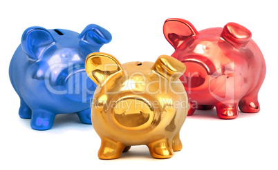 detail of colored piggy bank