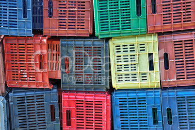 colorful plastic crates background