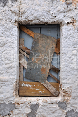 old boarded up window frame background