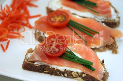 Salmon appetizers  and cheese