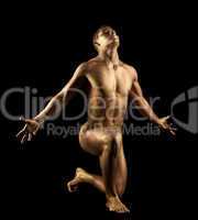 Athletic naked man show perfect body