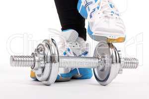 Shoes with dumbbell