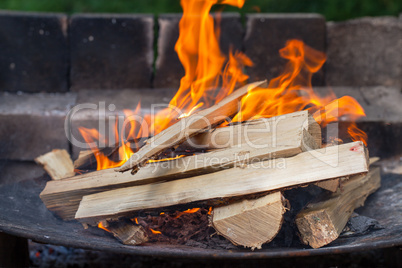 Burning Wood In The Fireplace