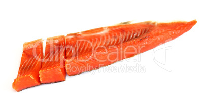 Smoked red fish fillet over white