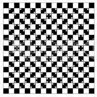 illusion of volume in black and white squares