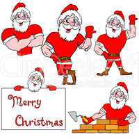 A set of pictures muscular Santa Claus