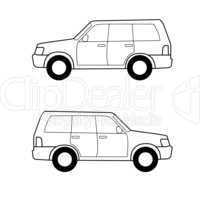 Car , vector black lines over white background