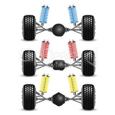 Set rear suspension car with different gearing.