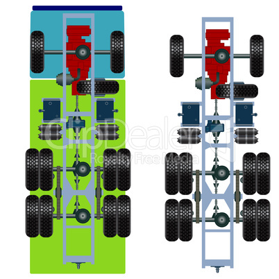 truck suspension, top view.