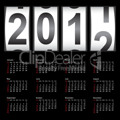 Stylish calendar  for 2012. Sundays first