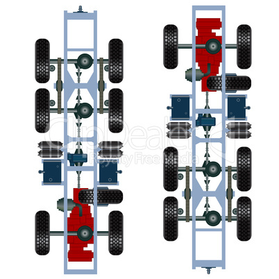 truck suspension, top view.