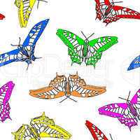 Butterflies seamless wallpaper. Vector illustration.