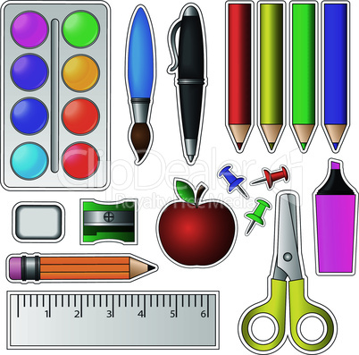 Set of School Tools and Supplies