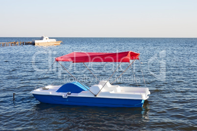 Walking catamaran on the water
