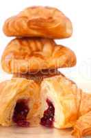 croissant French brioche filled with berries jam