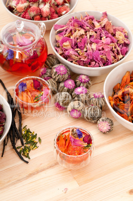 Herbal natural floral tea infusion with dry flowers