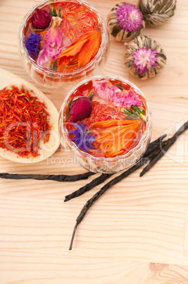 Herbal natural floral tea infusion with dry flowers